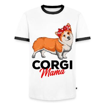Corgi - Männer Kontrast-T-Shirt - Weiß/Schwarz - Vorne - AI Model Female 172 light (172cm) & AI Model Male 178 dark (178cm)