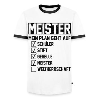 Meister Handwerksmeister Mechatroniker Tischler Ge - Männer Kontrast-T-Shirt - Weiß/Schwarz - Vorne - AI Model Female 172 light (172cm) & AI Model Male 178 dark (178cm)