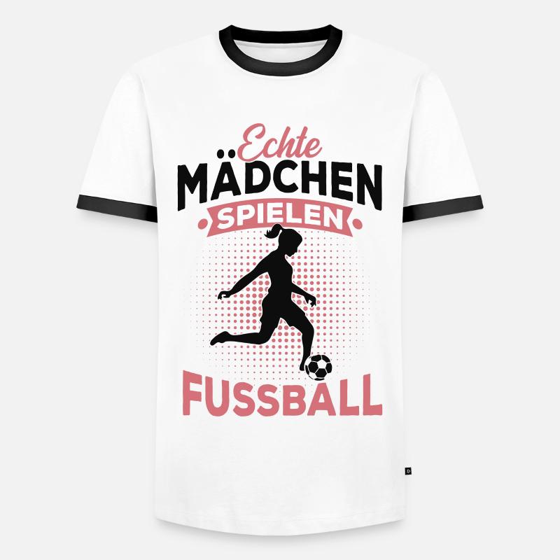 Fussball Mädchen - Männer Kontrast-T-Shirt - Weiß/Schwarz