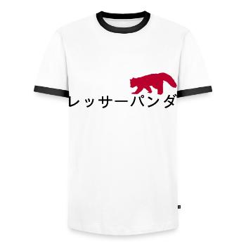Roter Panda Japanisch - Männer Kontrast-T-Shirt - Weiß/Schwarz - Vorne - AI Model Female 172 light (172cm) & AI Model Male 178 dark (178cm)