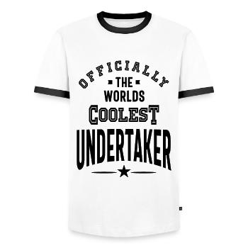 Undertaker Job Title Gift - Men's Ringer Shirt - white/black - Front - AI Model Female 172 light (172cm) & AI Model Male 178 dark (178cm)