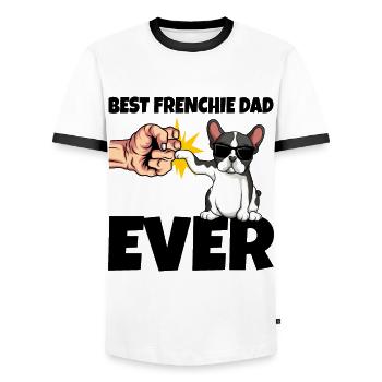 Bulldog français - T-shirt contrasté Homme - blanc/noir - Devant - AI Model Female 172 light (172cm) & AI Model Male 178 dark (178cm)