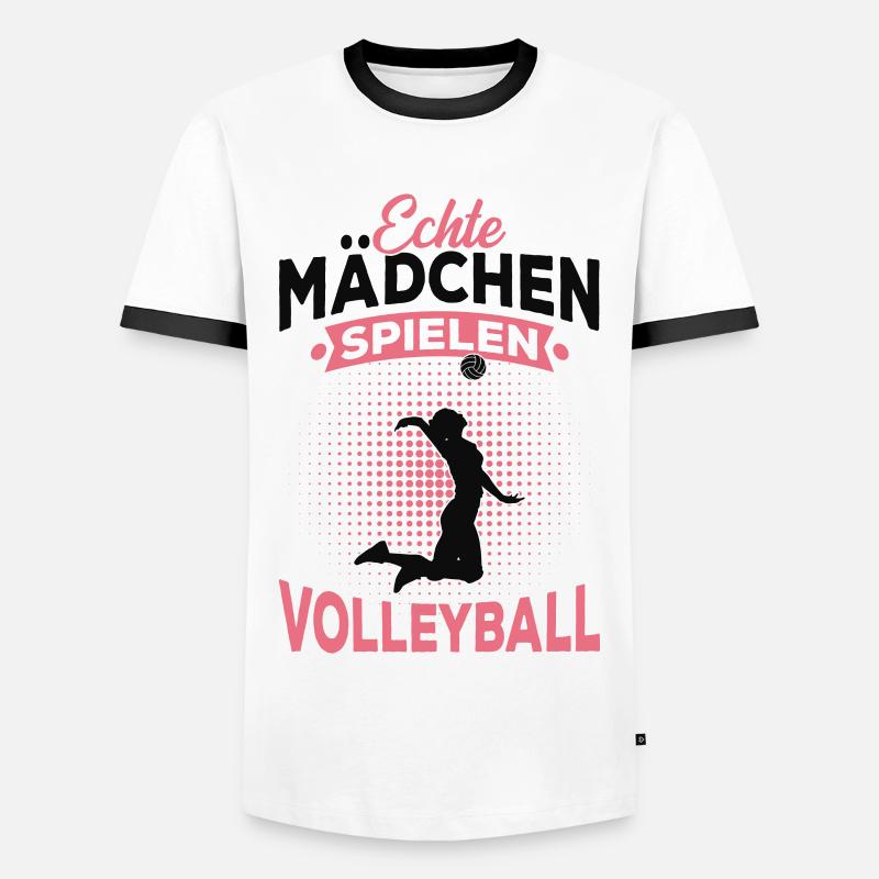 Volleyball Mädchen - Männer Kontrast-T-Shirt - Weiß/Schwarz