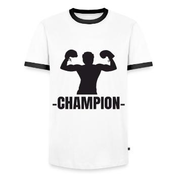 Boxing Champion - Men's Ringer Shirt - white/black - Front - AI Model Female 172 light (172cm) & AI Model Male 178 dark (178cm)