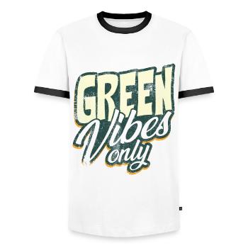 Environmental protection vegan - Men's Ringer Shirt - white/black - Front - AI Model Female 172 light (172cm) & AI Model Male 178 dark (178cm)