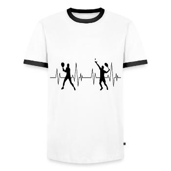 Tennis Idées cadeaux drôles fans de tennis Proverbes - T-shirt contrasté Homme - blanc/noir - Devant - AI Model Female 172 light (172cm) & AI Model Male 178 dark (178cm)