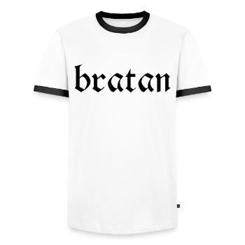 Bratan Russia Gift Hip Hop Birthday - Men's Ringer Shirt - white/black - Front - AI Model Female 172 light (172cm) & AI Model Male 178 dark (178cm)