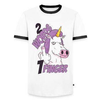 2 mots 1 doigt cheval - Licorne Baisez-vous - T-shirt contrasté Homme - blanc/noir - Devant - AI Model Female 172 light (172cm) & AI Model Male 178 dark (178cm)