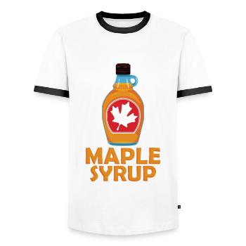Jamais assez de sirop d'érable - T-shirt contrasté Homme - blanc/noir - Devant - AI Model Female 172 light (172cm) & AI Model Male 178 dark (178cm)