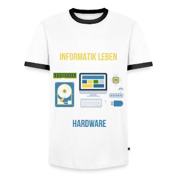 Informatiker - Männer Kontrast-T-Shirt - Weiß/Schwarz - Vorne - AI Model Female 172 light (172cm) & AI Model Male 178 dark (178cm)