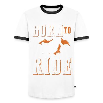 Born to Ride Motorrad - Männer Kontrast-T-Shirt - Weiß/Schwarz - Vorne - AI Model Female 172 light (172cm) & AI Model Male 178 dark (178cm)