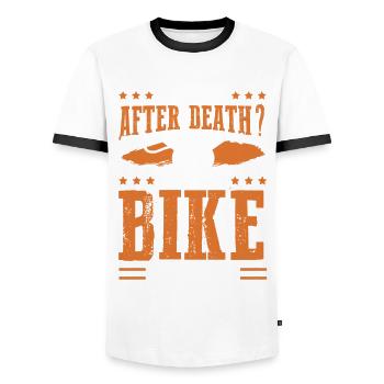 vélo motard moto - T-shirt contrasté Homme - blanc/noir - Devant - AI Model Female 172 light (172cm) & AI Model Male 178 dark (178cm)