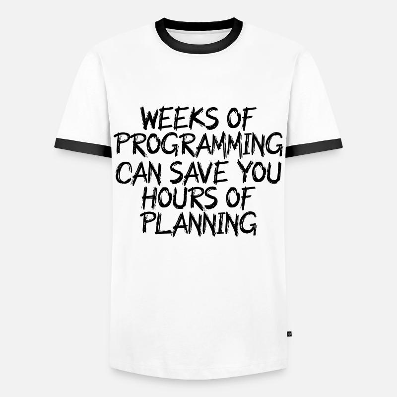 weeks of programming - Men's Ringer Shirt - white/black