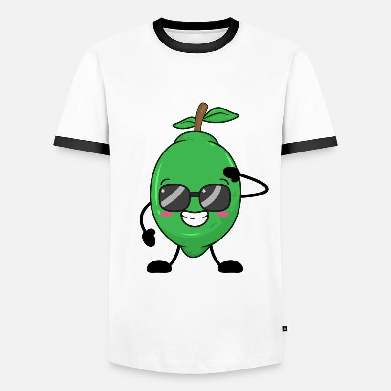 lime - Men's Ringer Shirt - white/black