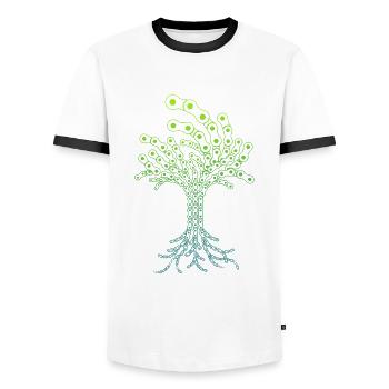 Arbre des chaînes de bicyclettes - T-shirt contrasté Homme - blanc/noir - Devant - AI Model Female 172 light (172cm) & AI Model Male 178 dark (178cm)