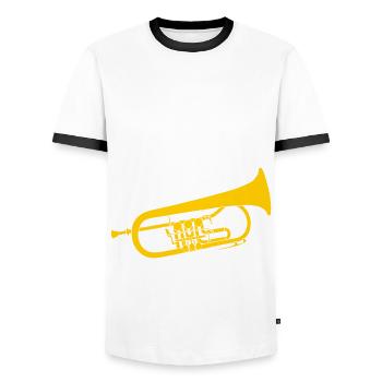 Flügelhorn - lustiger Spruch Witz - Männer Kontrast-T-Shirt - Weiß/Schwarz - Vorne - AI Model Female 172 light (172cm) & AI Model Male 178 dark (178cm)