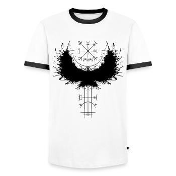 Odin Rabe Wikinger Kompass Vegvisir - Männer Kontrast-T-Shirt - Weiß/Schwarz - Vorne - AI Model Female 172 light (172cm) & AI Model Male 178 dark (178cm)