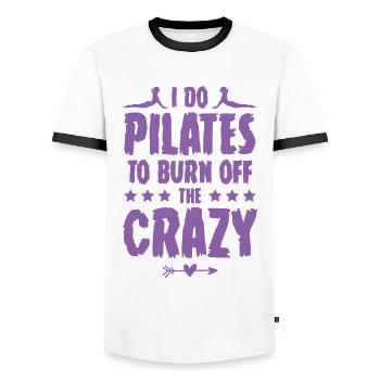 Pilates saying - Men's Ringer Shirt - white/black - Front - AI Model Female 172 light (172cm) & AI Model Male 178 dark (178cm)