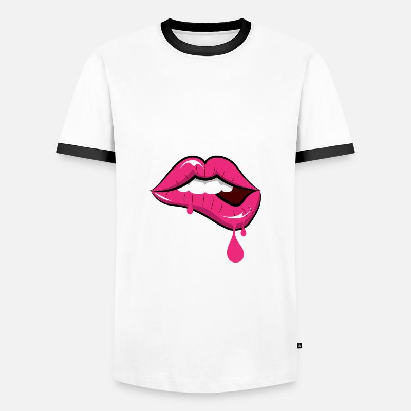 Regenbogen, Botox, Glossy, Lipgloss, Schleimig - Männer Kontrast-T-Shirt - Weiß/Schwarz