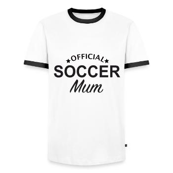 Soccer Mum - Men's Ringer Shirt - white/black - Front - AI Model Female 172 light (172cm) & AI Model Male 178 dark (178cm)
