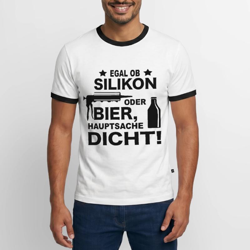 Handwerker Witze Silikon oder Bier Meme Geschenk Männer Kontrast-T-Shirt