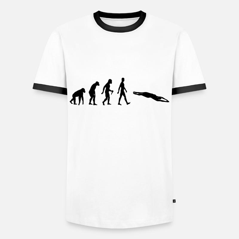 Évolution de la natation - T-shirt contrasté Homme - blanc/noir