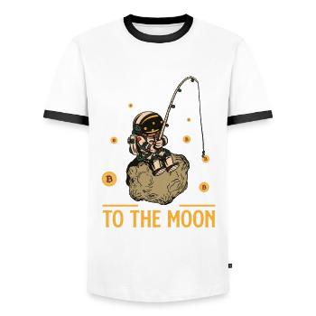 Bitcoin To The Moon - Blockchain de crypto-monnaie - T-shirt contrasté Homme - blanc/noir - Devant - AI Model Female 172 light (172cm) & AI Model Male 178 dark (178cm)