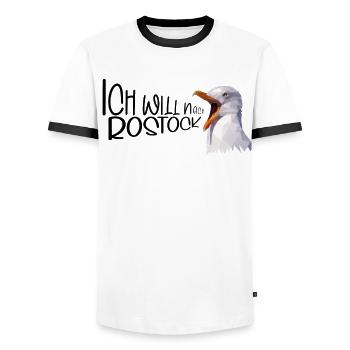 Rostock Urlaub Möwe Ostsee Küste Geschenk - Männer Kontrast-T-Shirt - Weiß/Schwarz - Vorne - AI Model Female 172 light (172cm) & AI Model Male 178 dark (178cm)