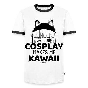 Kawaii Anime Manga Cosplay - Men's Ringer Shirt - white/black - Front - AI Model Female 172 light (172cm) & AI Model Male 178 dark (178cm)