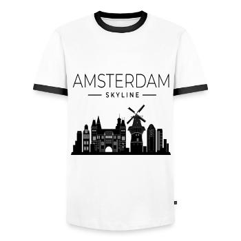 Amsterdam - Männer Kontrast-T-Shirt - Weiß/Schwarz - Vorne - AI Model Female 172 light (172cm) & AI Model Male 178 dark (178cm)