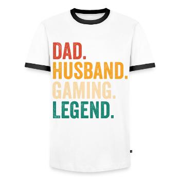 Gamer Papa Mari Jeux Vidéo Fête des Pères Gesc - T-shirt contrasté Homme - blanc/noir - Devant - AI Model Female 172 light (172cm) & AI Model Male 178 dark (178cm)