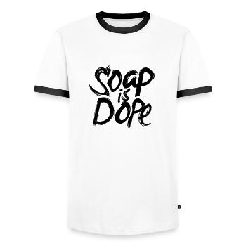 Soap is awesome hands washing hand washing hands - Men's Ringer Shirt - white/black - Front - AI Model Female 172 light (172cm) & AI Model Male 178 dark (178cm)