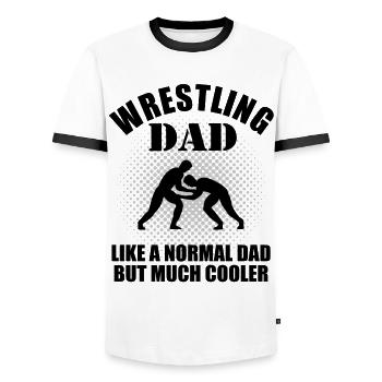 Wrestling Papa Ringer Vater Spruch Geschenk Herren - Männer Kontrast-T-Shirt - Weiß/Schwarz - Vorne - AI Model Female 172 light (172cm) & AI Model Male 178 dark (178cm)