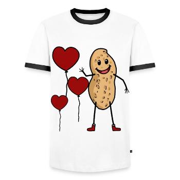 Glückwunsch Geburtstag Erdnuss Herz Nuss Gruß - Männer Kontrast-T-Shirt - Weiß/Schwarz - Vorne - AI Model Female 172 light (172cm) & AI Model Male 178 dark (178cm)