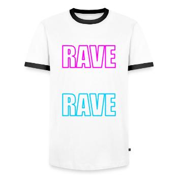 Techno music rave raver - Men's Ringer Shirt - white/black - Front - AI Model Female 172 light (172cm) & AI Model Male 178 dark (178cm)