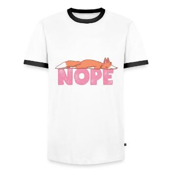 Nope Not Today Sleeping Fox Foxes Lover - Men's Ringer Shirt - white/black - Front - AI Model Female 172 light (172cm) & AI Model Male 178 dark (178cm)