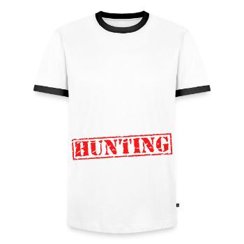 Cadeau de chasse au chevreuil Forester Wild Antlers - T-shirt contrasté Homme - blanc/noir - Devant - AI Model Female 172 light (172cm) & AI Model Male 178 dark (178cm)