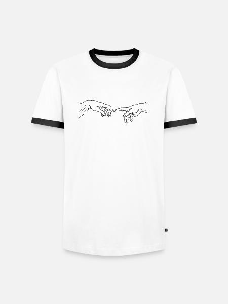 Michelangelo Skabelsen af Adam Minimalist - Herre kontrast-T-shirt - hvid/sort