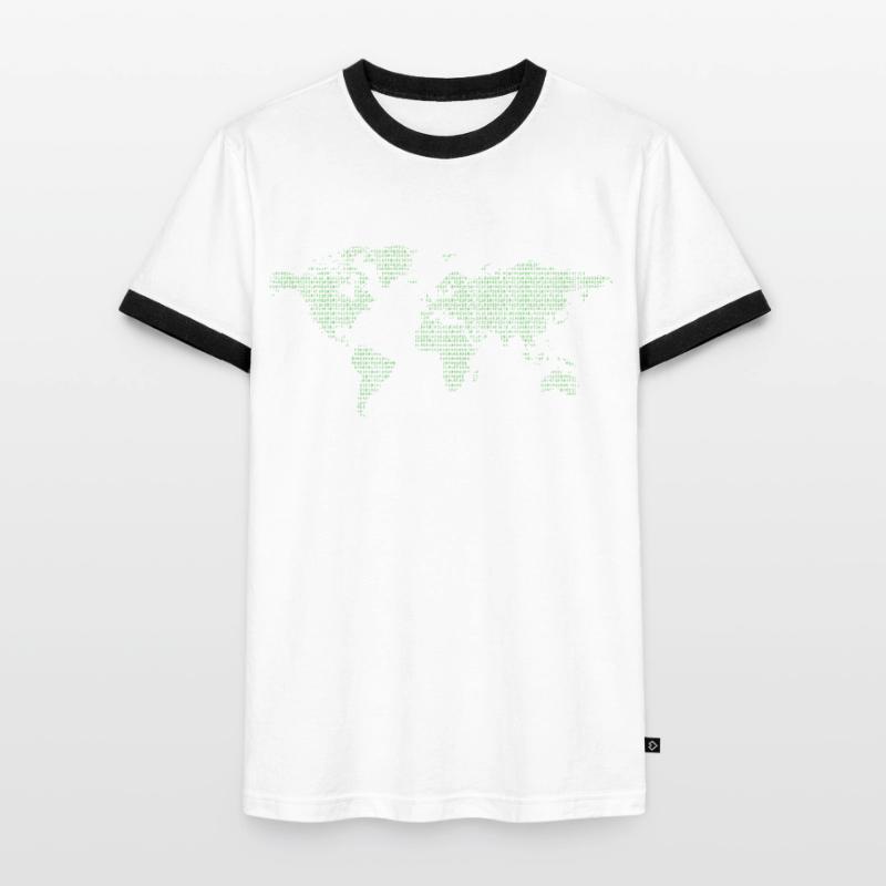 Binary Code Binary World Map World Code Men's Ringer Shirt