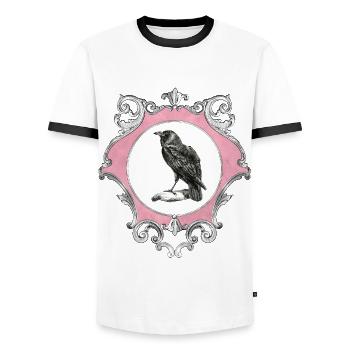 Flowers goth goth skull death skull punk - Men's Ringer Shirt - white/black - Front - AI Model Female 172 light (172cm) & AI Model Male 178 dark (178cm)
