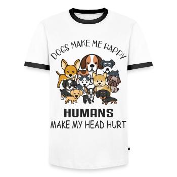 Dogs make me happy - dogs - Men's Ringer Shirt - white/black - Front - AI Model Female 172 light (172cm) & AI Model Male 178 dark (178cm)