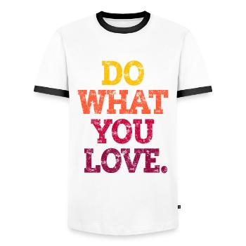 FAIS CE QUE TU AIMES. - T-shirt contrasté Homme - blanc/noir - Devant - AI Model Female 172 light (172cm) & AI Model Male 178 dark (178cm)