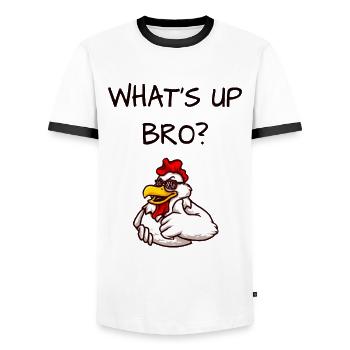 drôle de poule - T-shirt contrasté Homme - blanc/noir - Devant - AI Model Female 172 light (172cm) & AI Model Male 178 dark (178cm)