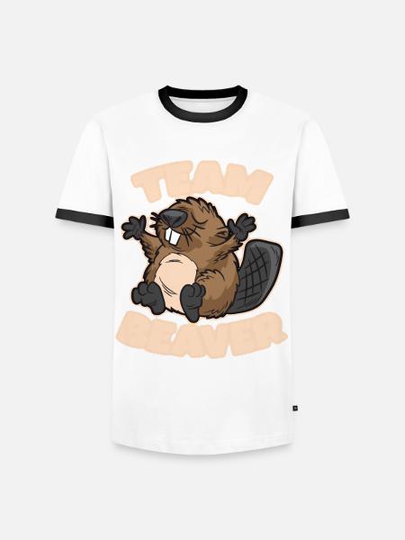 Team Beaver - Männer Kontrast-T-Shirt - Weiß/Schwarz