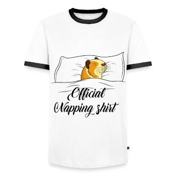 Cochon d'Inde - T-shirt contrasté Homme - blanc/noir - Devant - AI Model Female 172 light (172cm) & AI Model Male 178 dark (178cm)