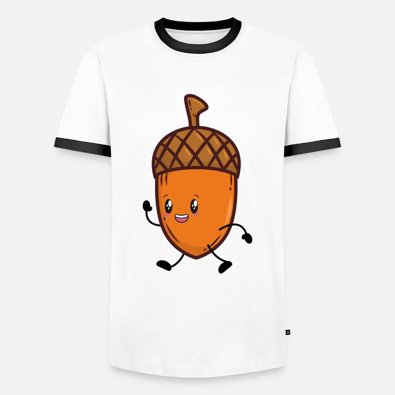 Eiche Herbst Eichel - Männer Kontrast-T-Shirt - Weiß/Schwarz