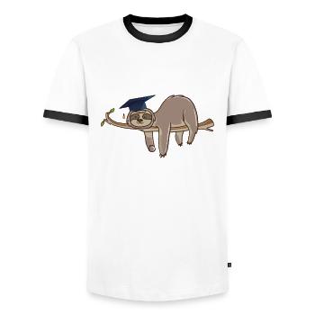 Faultier Vom Bett Chiller Zum Bachelor - Männer Kontrast-T-Shirt - Weiß/Schwarz - Vorne - AI Model Female 172 light (172cm) & AI Model Male 178 dark (178cm)