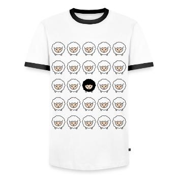 Black sheep outsider sheep gift - Men's Ringer Shirt - white/black - Front - AI Model Female 172 light (172cm) & AI Model Male 178 dark (178cm)