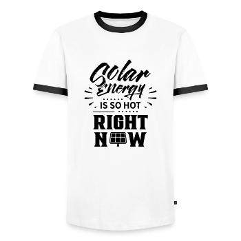 L'énergie solaire L'énergie solaire L'énergie solaire L'énergie solaire - T-shirt contrasté Homme - blanc/noir - Devant - AI Model Female 172 light (172cm) & AI Model Male 178 dark (178cm)
