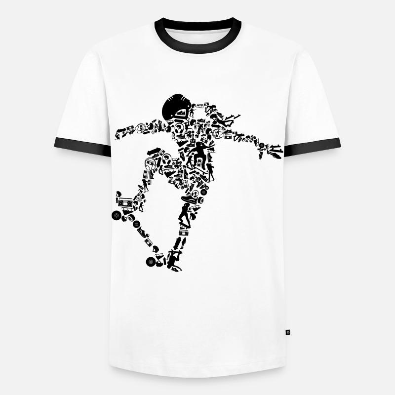 Skateboard Mädchen - Männer Kontrast-T-Shirt - Weiß/Schwarz